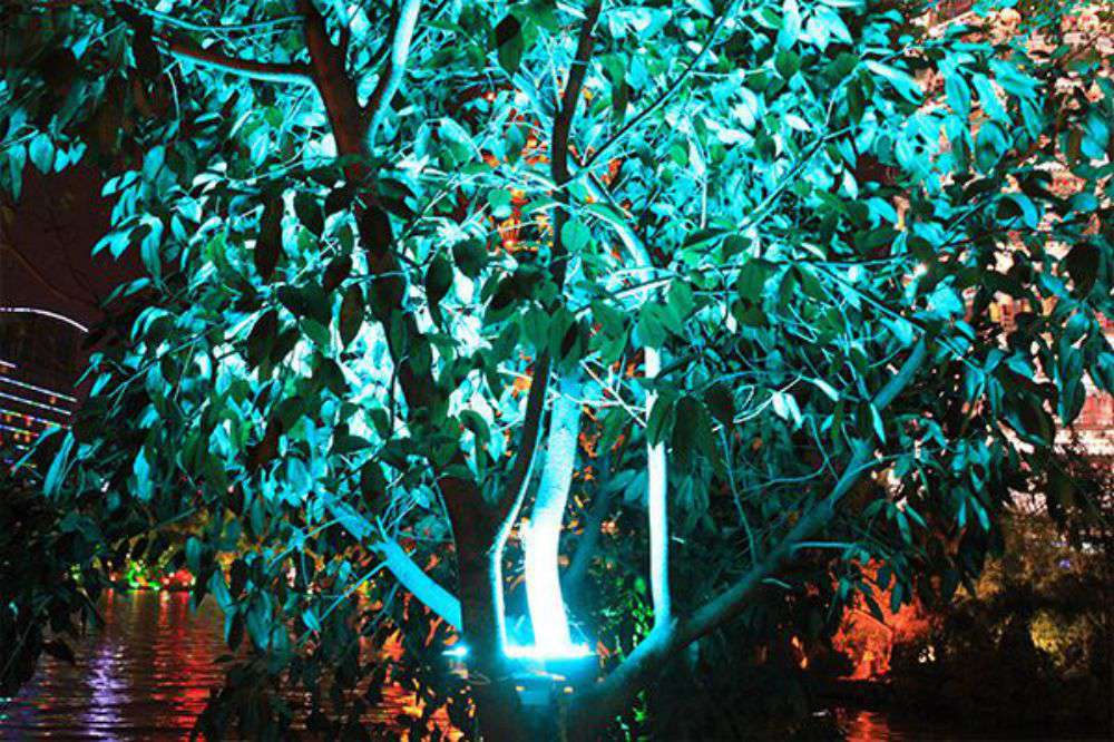 77779193永利官网照明的RGB投光灯用在海内景观亮化项目